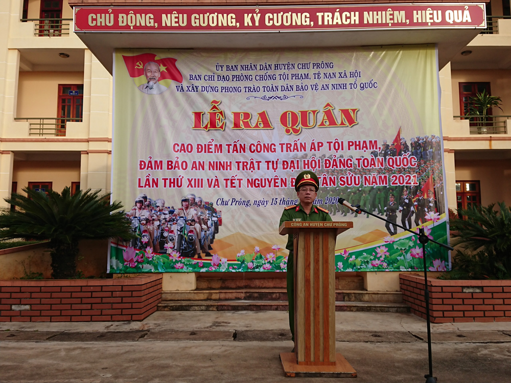 Công an huyện Chư Prông tổ chức Lễ ra quân tấn công trấn áp tội phạm